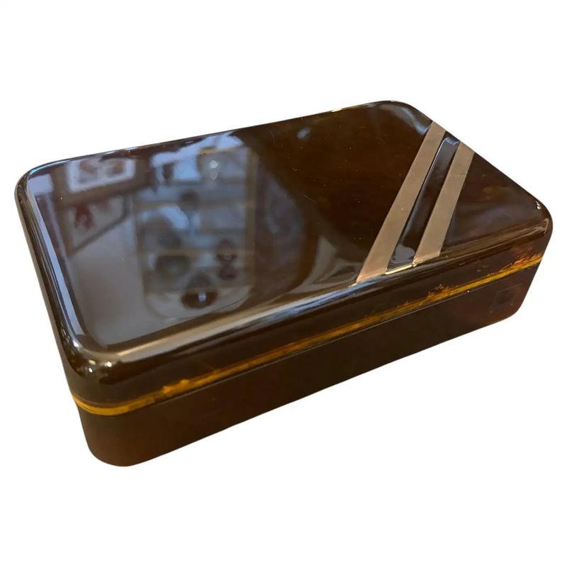 1970s Mid-Century Modern Faux Tortoiseshell Lucite Luxury Box Dior Home Style