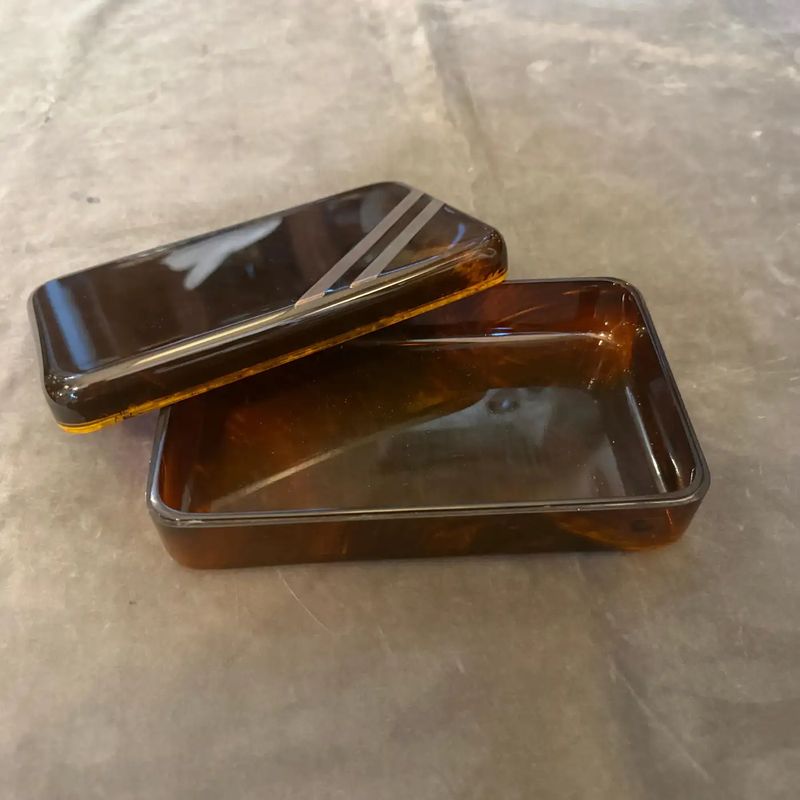 1970s Mid-Century Modern Faux Tortoiseshell Lucite Luxury Box Dior Home Style