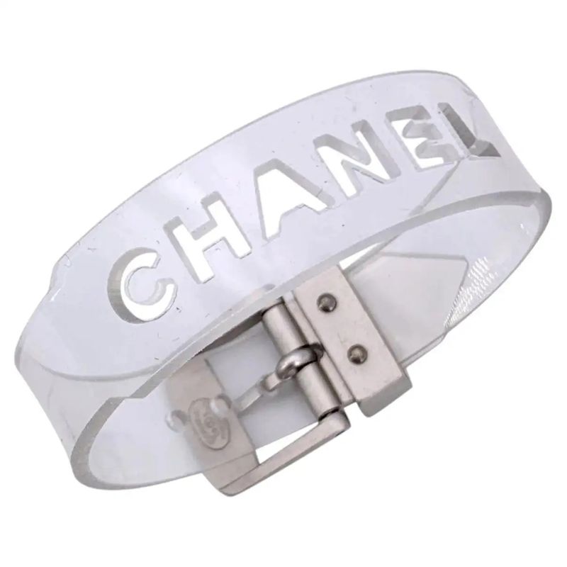 A Post-Modern 21st Century Plastic and Metal Logo Bracelet by Chanel