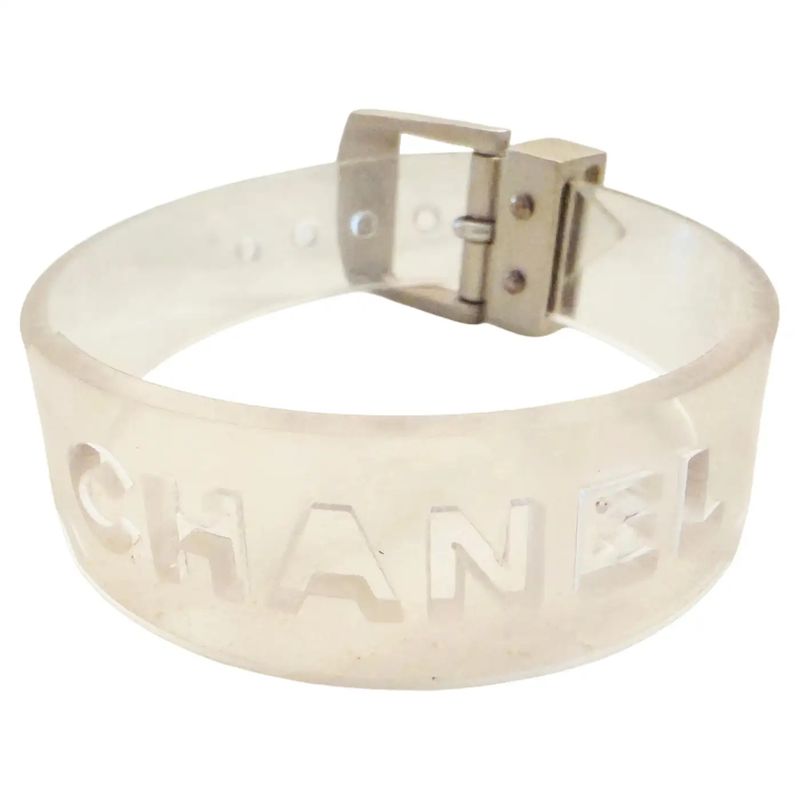 A Post-Modern 21st Century Plastic and Metal Logo Bracelet by Chanel