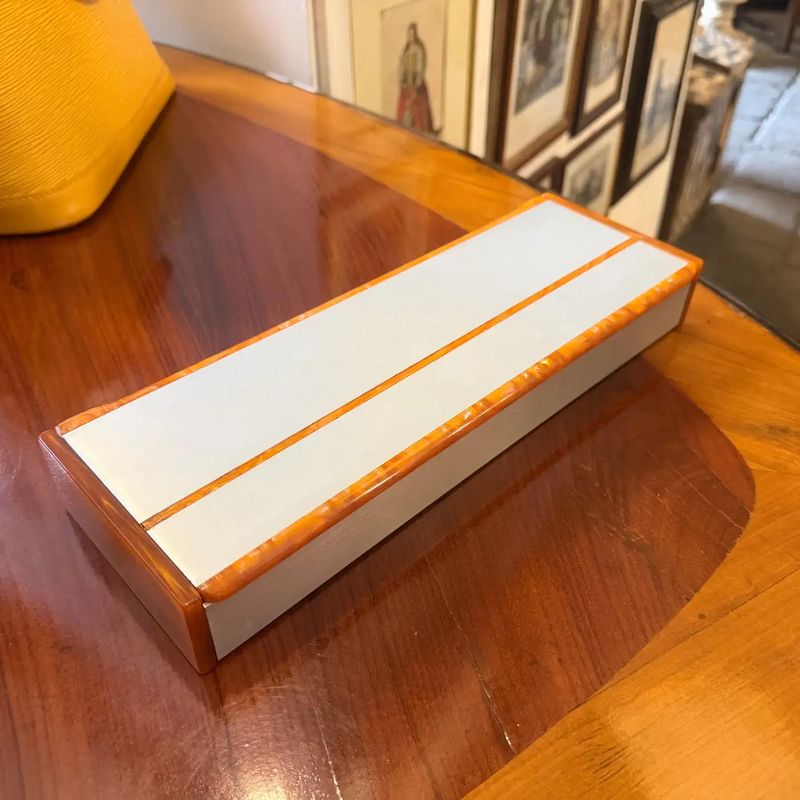 1970s Mid-Century Modern Aluminum, Faux Tortoiseshell Lucite Italian Jewelry Box