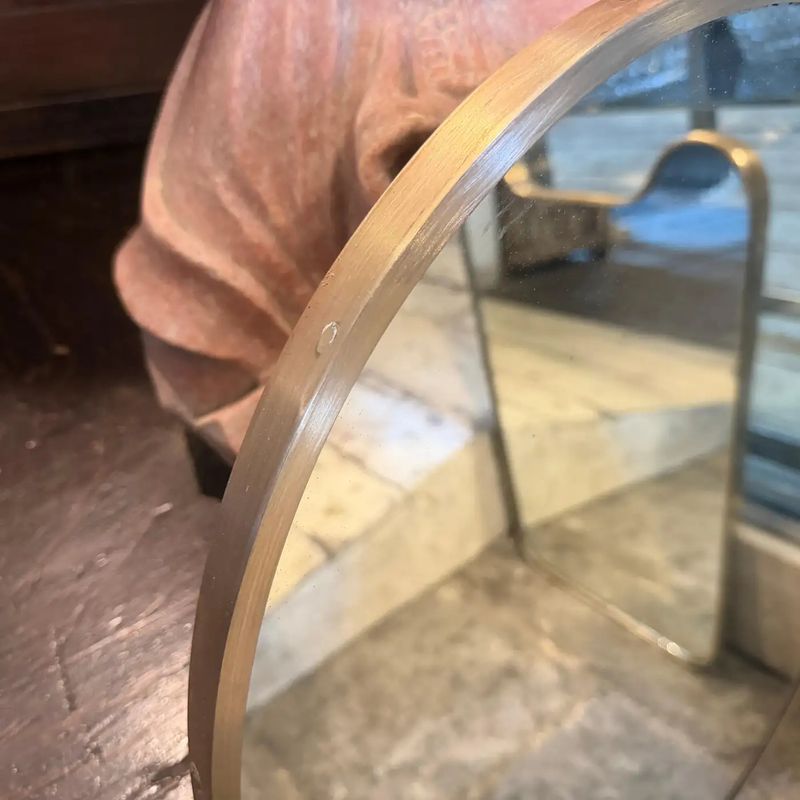 1950s Gio Ponti Style Mid-Century Modern Solid Brass Italian Oval Wall Mirror