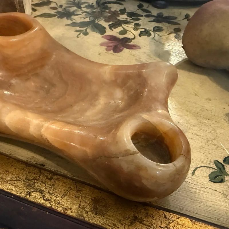 A 1930s Art Deco Hand-Carved Onyx Marble Italian Inkstand