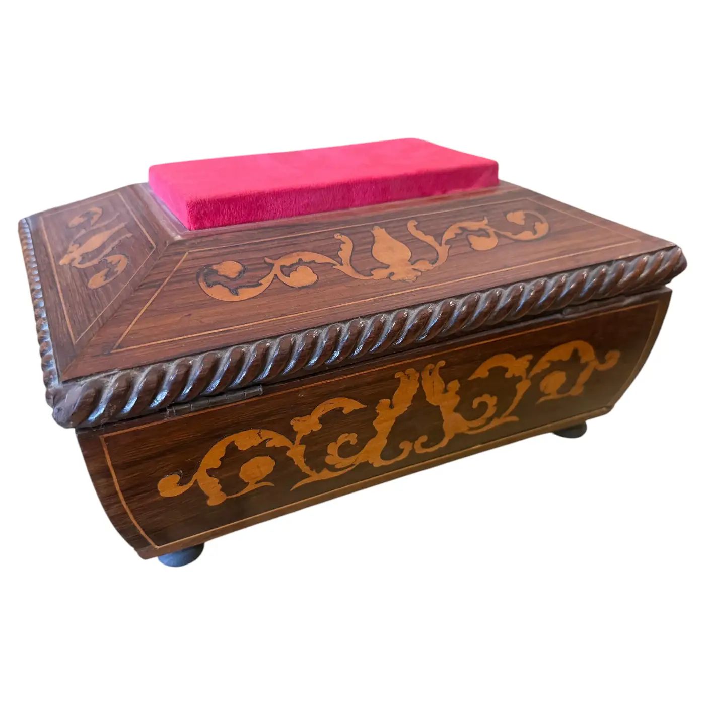 Original Charles X Inlaid Walnut and Maple Wood Sicilian Tailor's Box Original Charles X Inlaid Walnut and Maple Wood Sicilian Tailor's Box