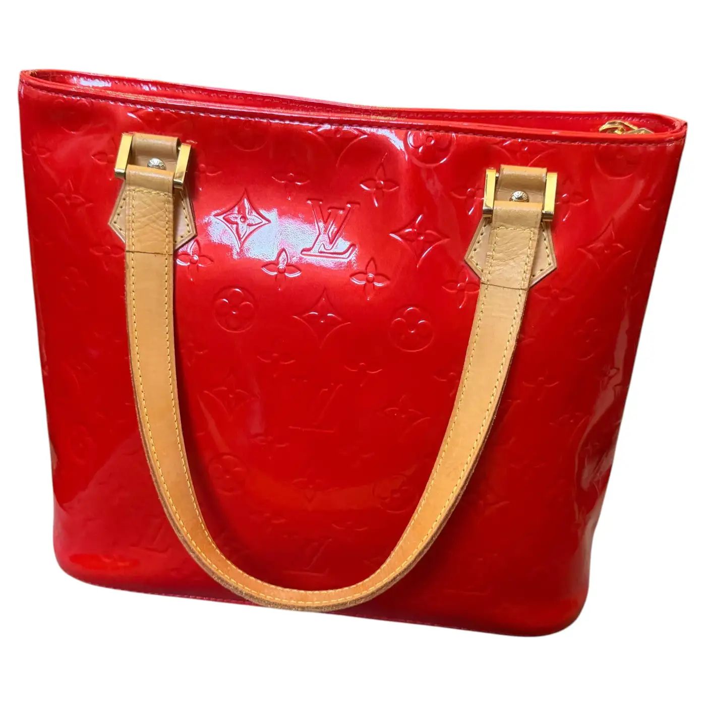A 2001 Louis Vuitton Red Vernis Patent Leather Houston Tote Bag