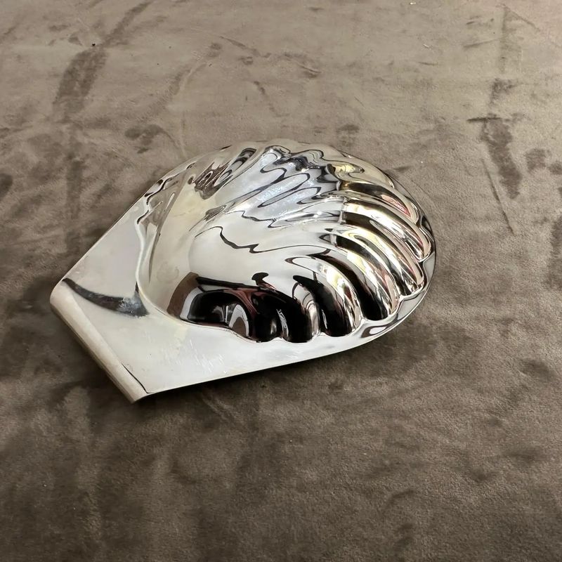 1990s Modern Silver Plated and Glass Shell Plate by Lino Sabattini