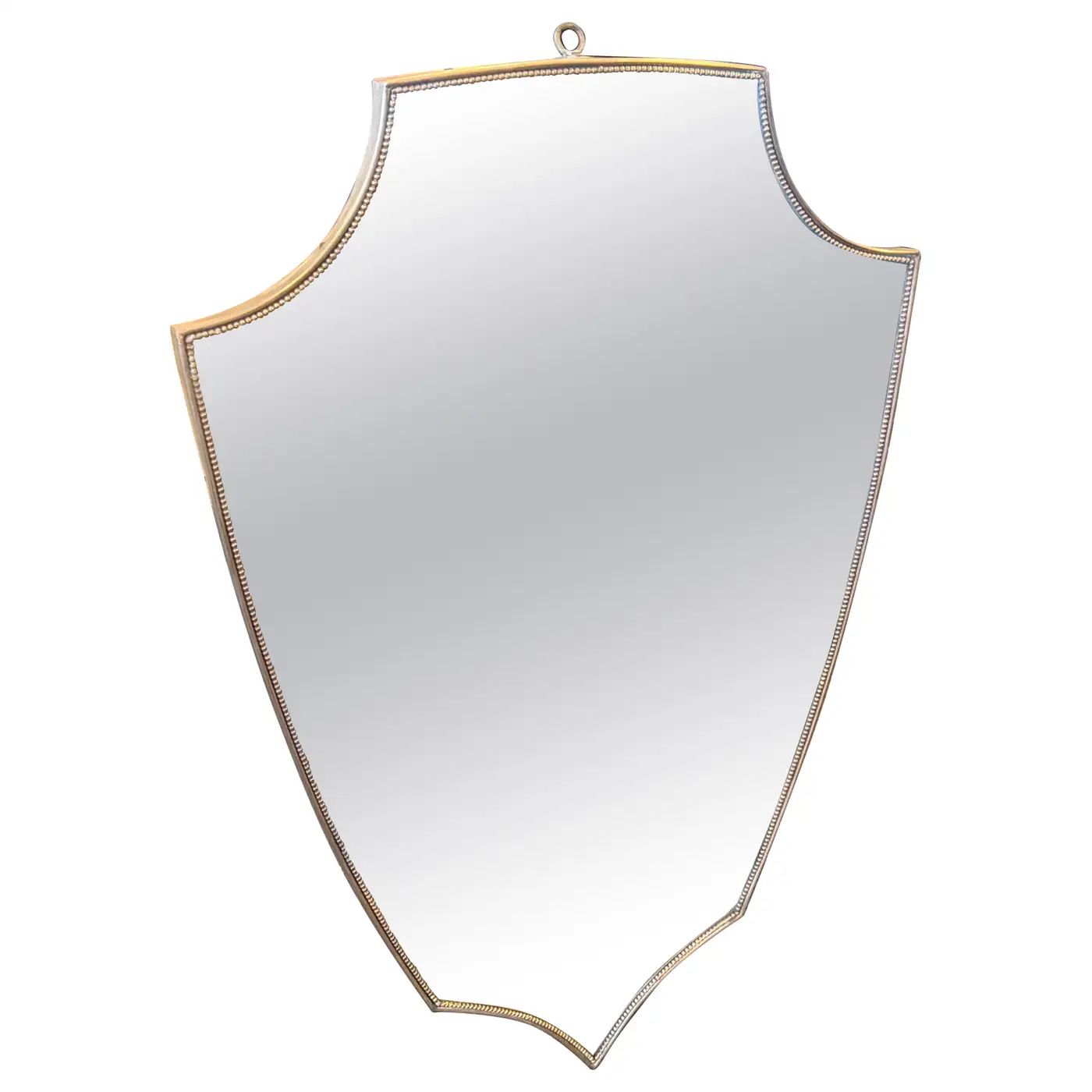 1960s Gio Ponti Style Mid-Century Modern Brass Italian Shield Wall Mirror 1960s Gio Ponti Style Mid-Century Modern Brass Italian Shield Wall Mirror