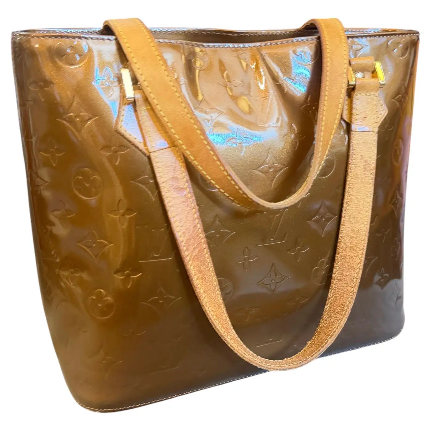 A 2000 Louis Vuitton Brown Patent Leather and Vachetta Houston Shoulder Bag A 2000 Louis Vuitton Brown Patent Leather and Vachetta Houston Shoulder Bag