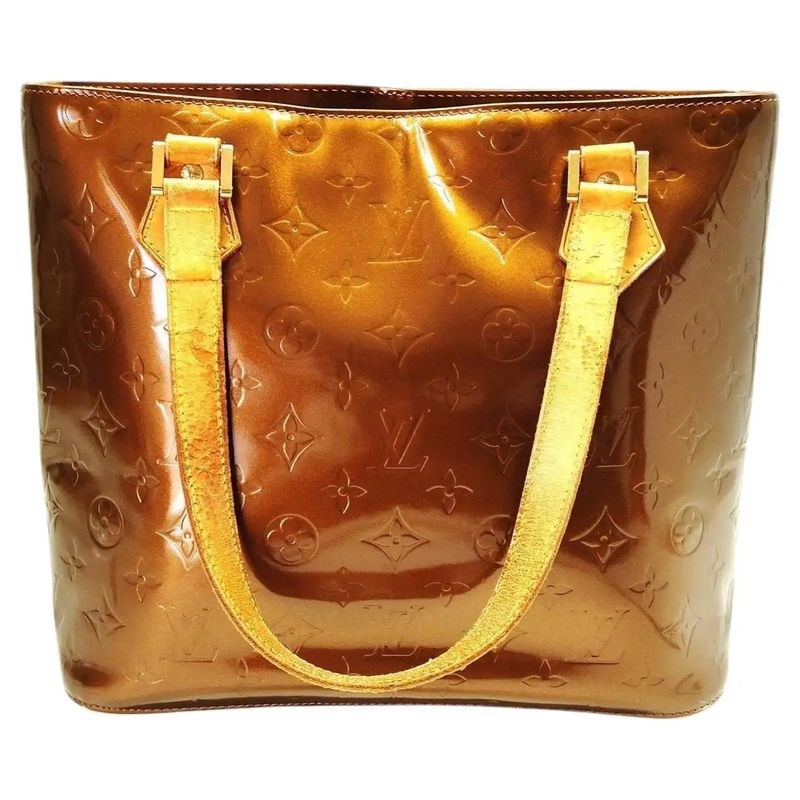 A 2000 Louis Vuitton Brown Patent Leather and Vachetta Houston Shoulder Bag