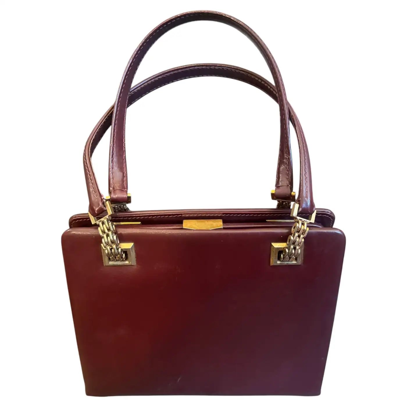 A 1960s Gucci Vintage Red Leather and Brass Hardware Evening Bag A 1960s Gucci Vintage Red Leather and Brass Hardware Evening Bag
