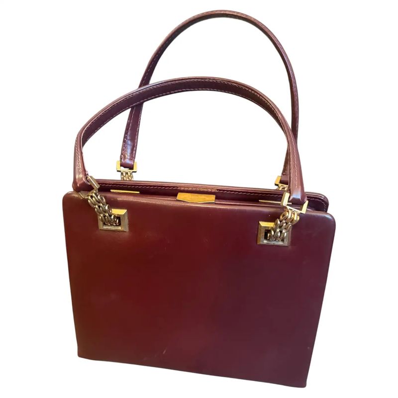 A 1960s Gucci Vintage Red Leather and Brass Hardware Evening Bag