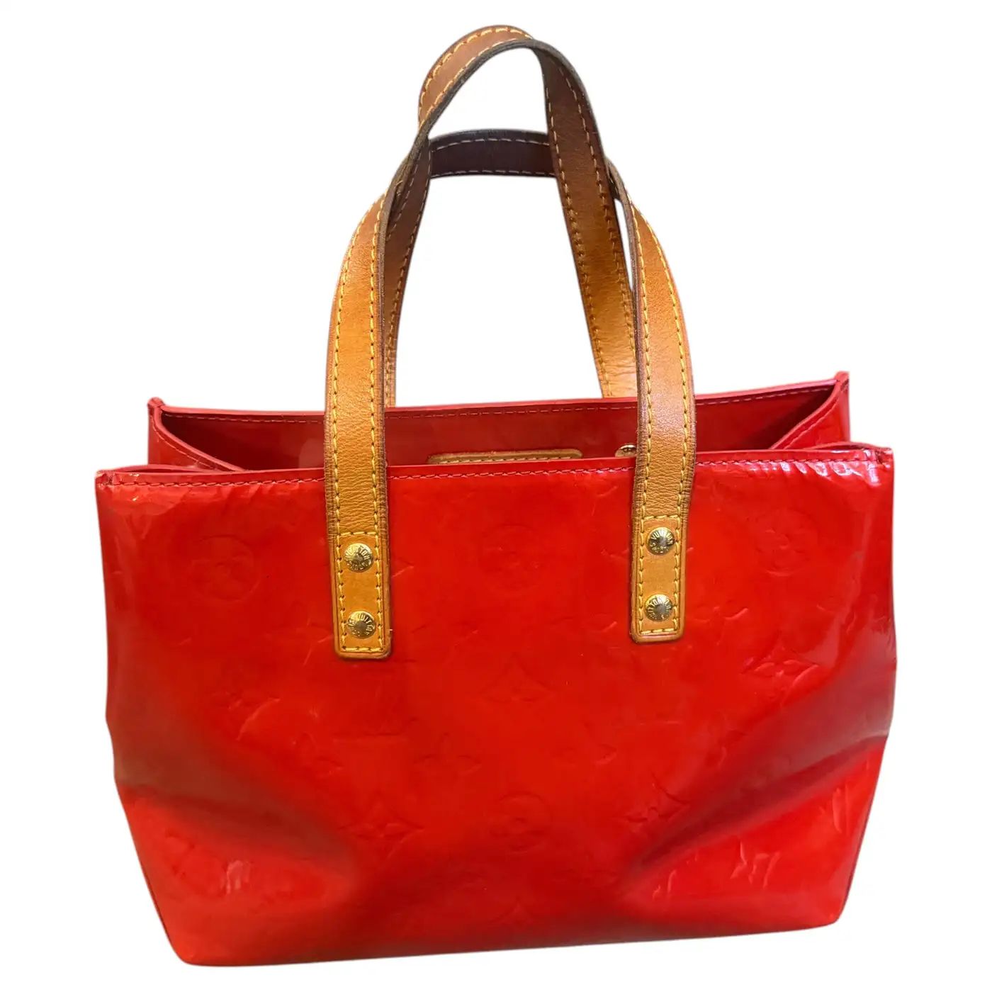 A 2004 Louis Vuitton Red Vernis Patent Leather and Vachetta Reade Hand-Bag