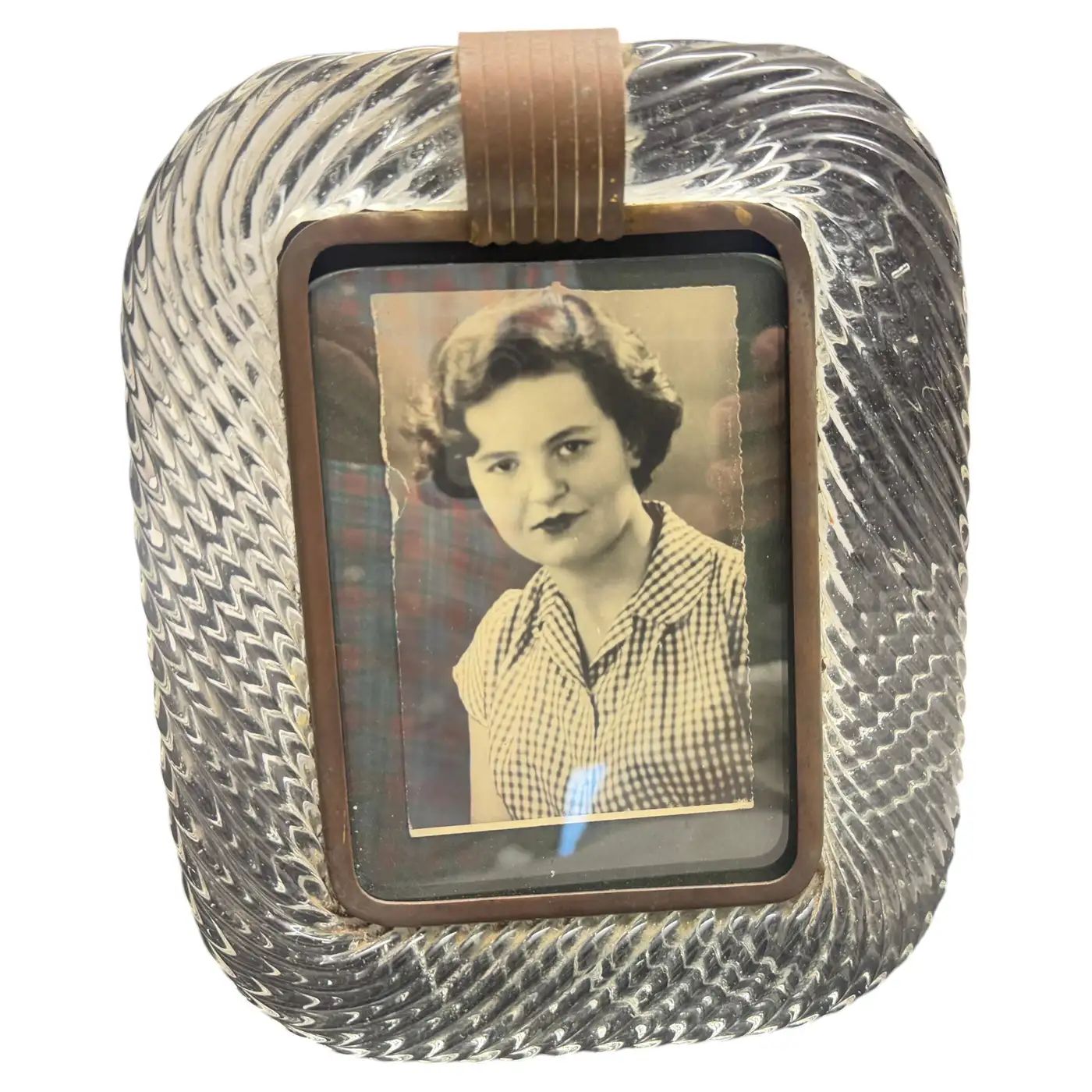 1930s Barovier Attributed Art Deco Clear Murano Glass and Brass Picture Frame 1930s Barovier Attributed Art Deco Clear Murano Glass and Brass Picture Frame