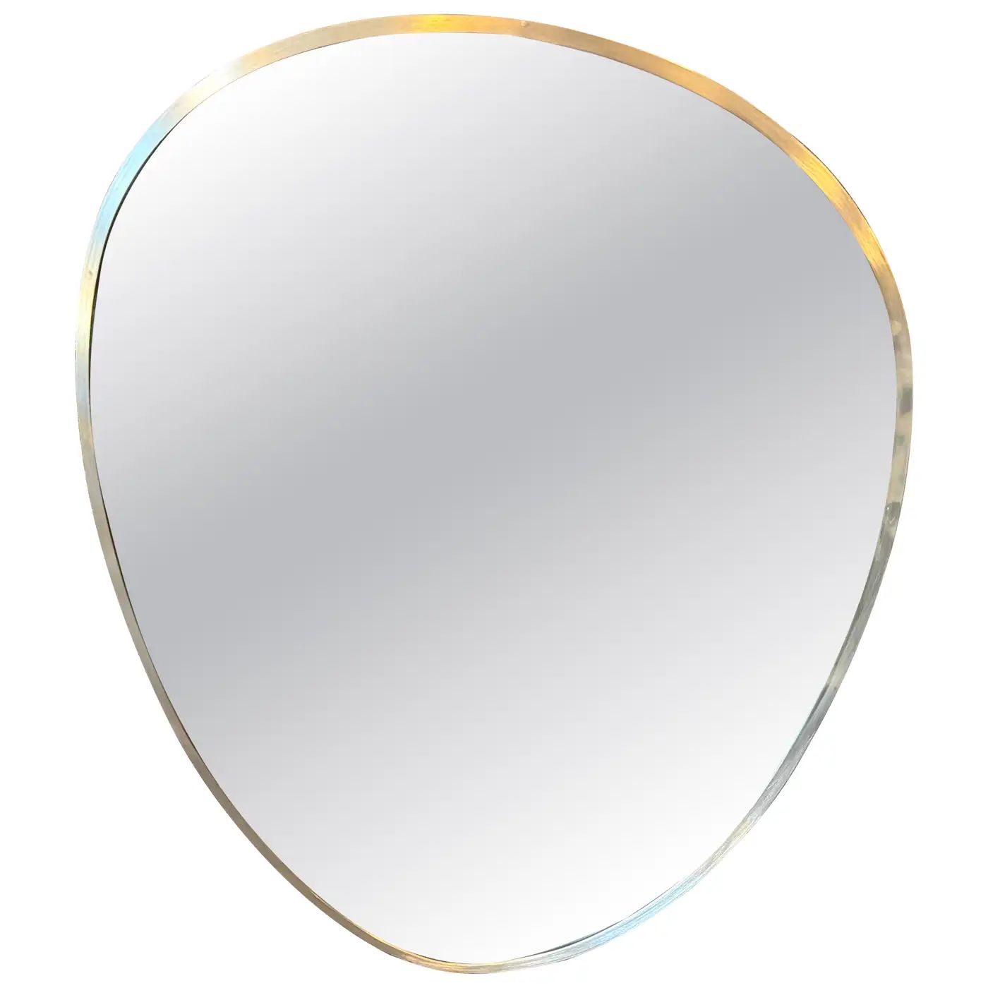 1950s Gio Ponti Style Mid-Century Modern Solid Brass Oval Shaped Wall Mirror 1950s Gio Ponti Style Mid-Century Modern Solid Brass Oval Shaped Wall Mirror