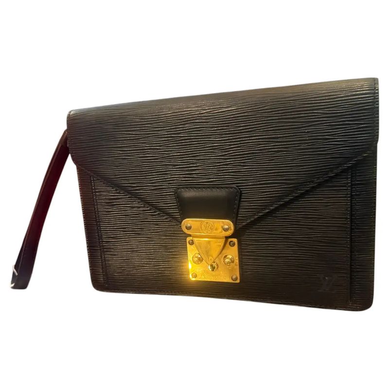 A 1995 Louis Vuitton Poche Dragonne Blak Epi Leather Clutch