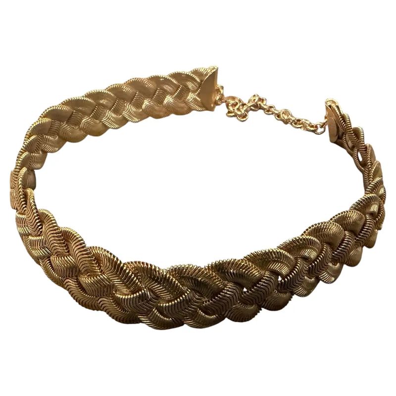 A 2000s Costume Jewelry Gilt Metal Italian Choker Necklace