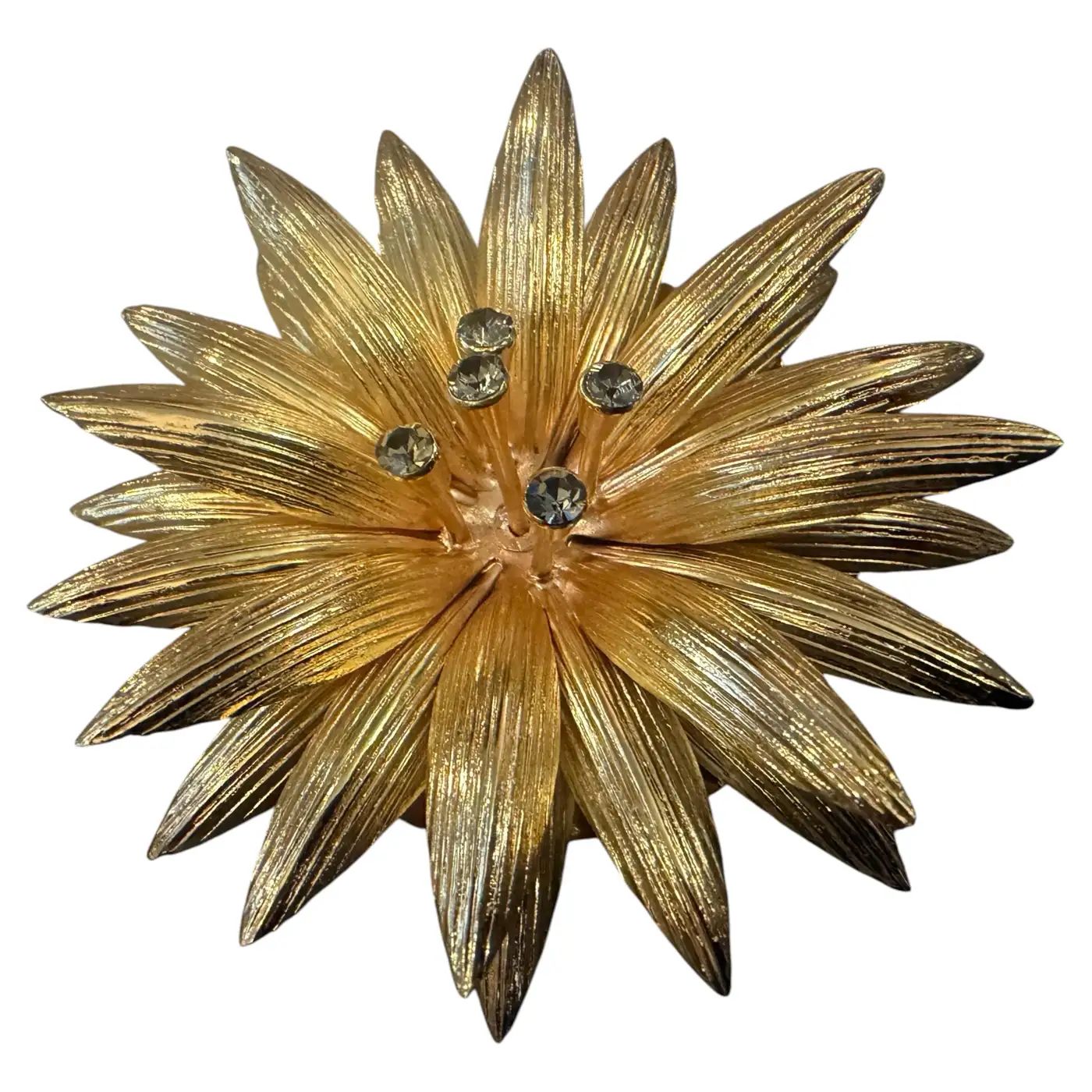 2000s High Quality Costume Jewelry Gilt Metal Italian Flower Brooch 2000s High Quality Costume Jewelry Gilt Metal Italian Flower Brooch
