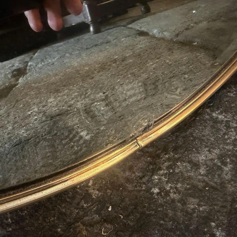 1950s Gio Ponti Style Mid-Century Modern Solid Brass Heart Shaped Wall Mirror