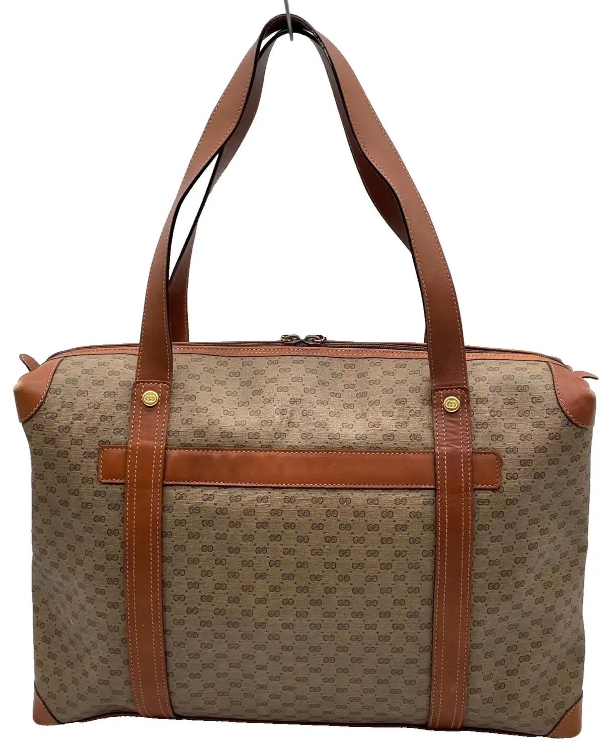 A 2000s Vintage Gucci Micro Gg Monogram Beige and Brown Coated Canvas Hand-Bag A 2000s Vintage Gucci Micro Gg Monogram Beige and Brown Coated Canvas Hand-Bag