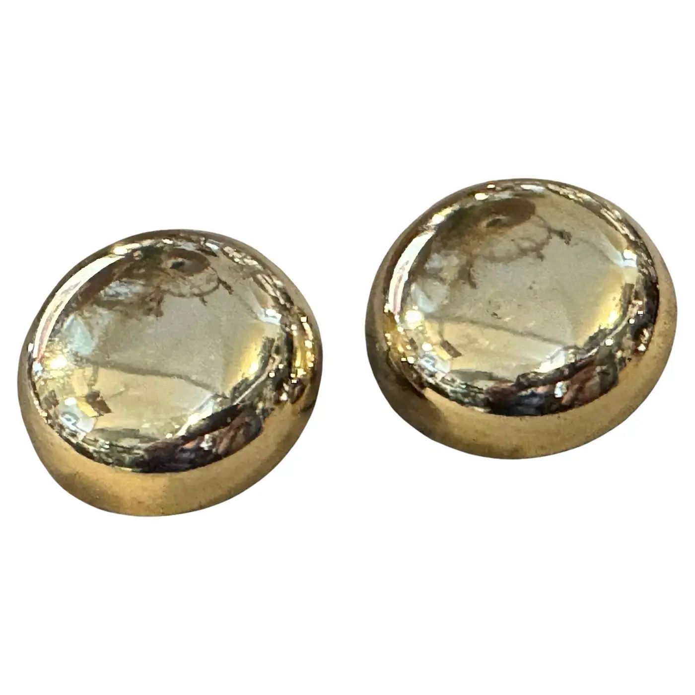 1970s High Quality Costume Jewelry Gilt Metal Stud Italian Clip On Earrings