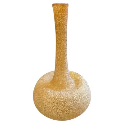 1980s Cenedese Style Yellow Scavo Murano Glass Vase