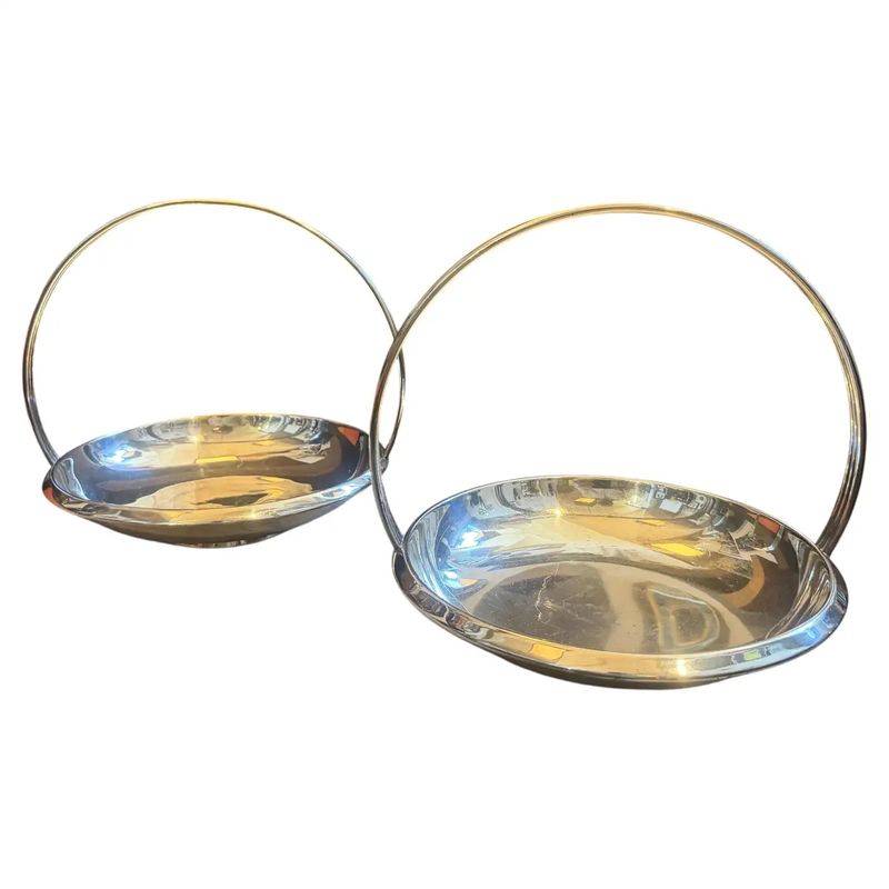 Two 1950 Art Deco Silver Plated Centerpieces by Gio Ponti for Fratelli Calderoni