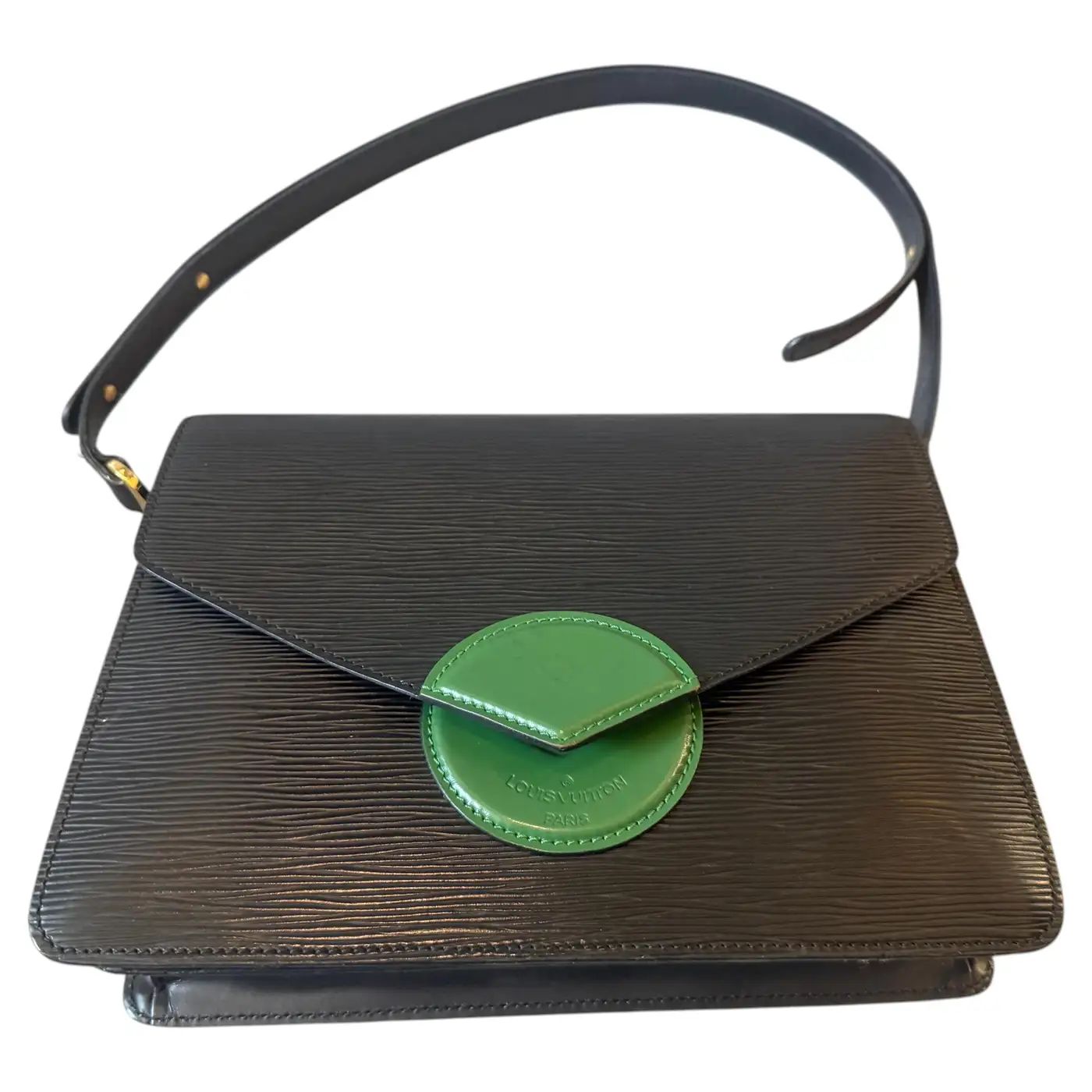 An Authentic 1993 Louis Vuitton Black and Green Epi Leather Hoche Shoulder Bag An Authentic 1993 Louis Vuitton Black and Green Epi Leather Hoche Shoulder Bag