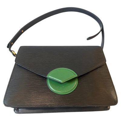 An Authentic 1993 Louis Vuitton Black and Green Epi Leather Hoche Shoulder Bag