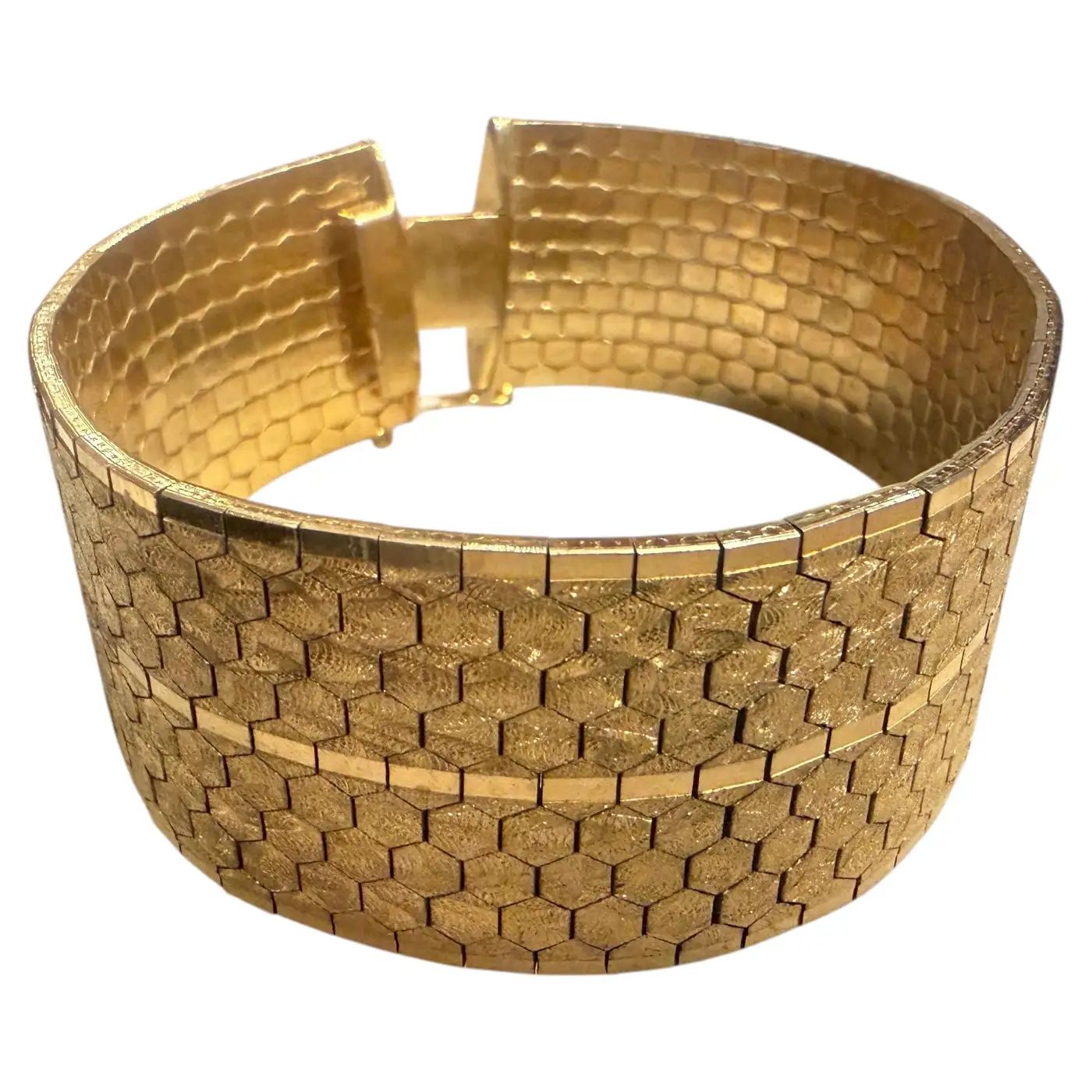 1950s Art Deco Costume Jewelry Gilt Metal Italian Bracelet