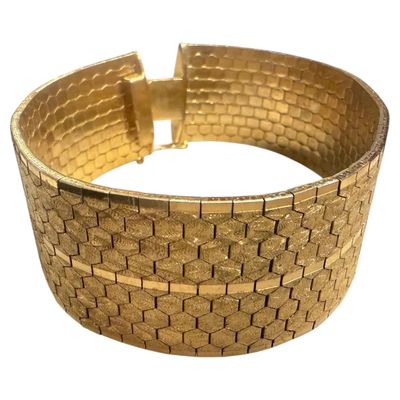1950s Art Deco Costume Jewelry Gilt Metal Italian Bracelet
