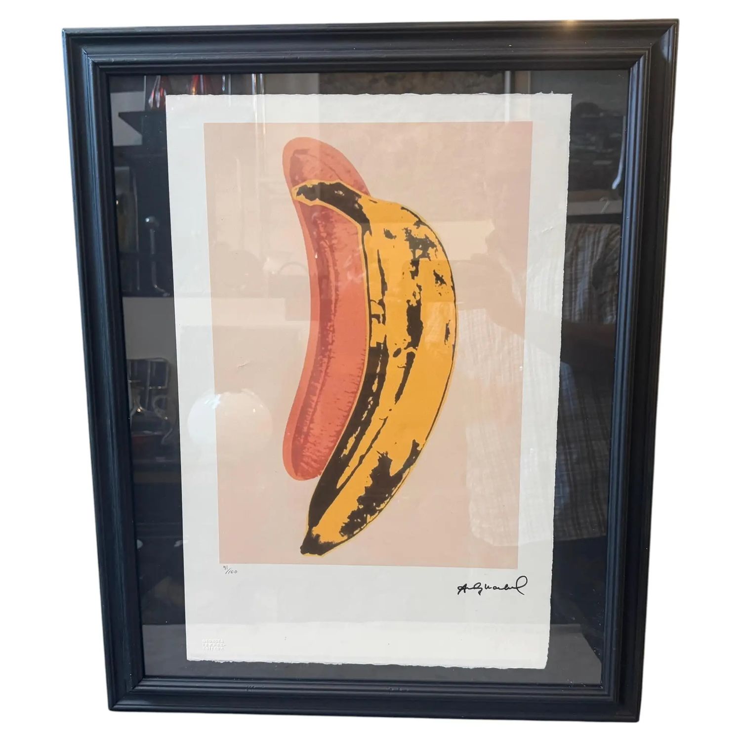 21st Century Andy Warhol Pop Art Framed 91/100 Banana Lithography 21st Century Andy Warhol Pop Art Framed 91/100 Banana Lithography