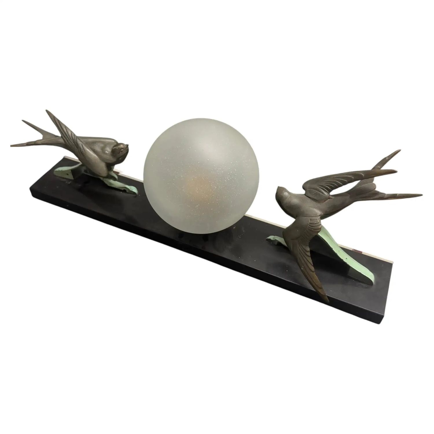 1930s Art Deco Marble, Soft Metal and Glass Italian Table Lamp 1930s Art Deco Marble, Soft Metal and Glass Italian Table Lamp