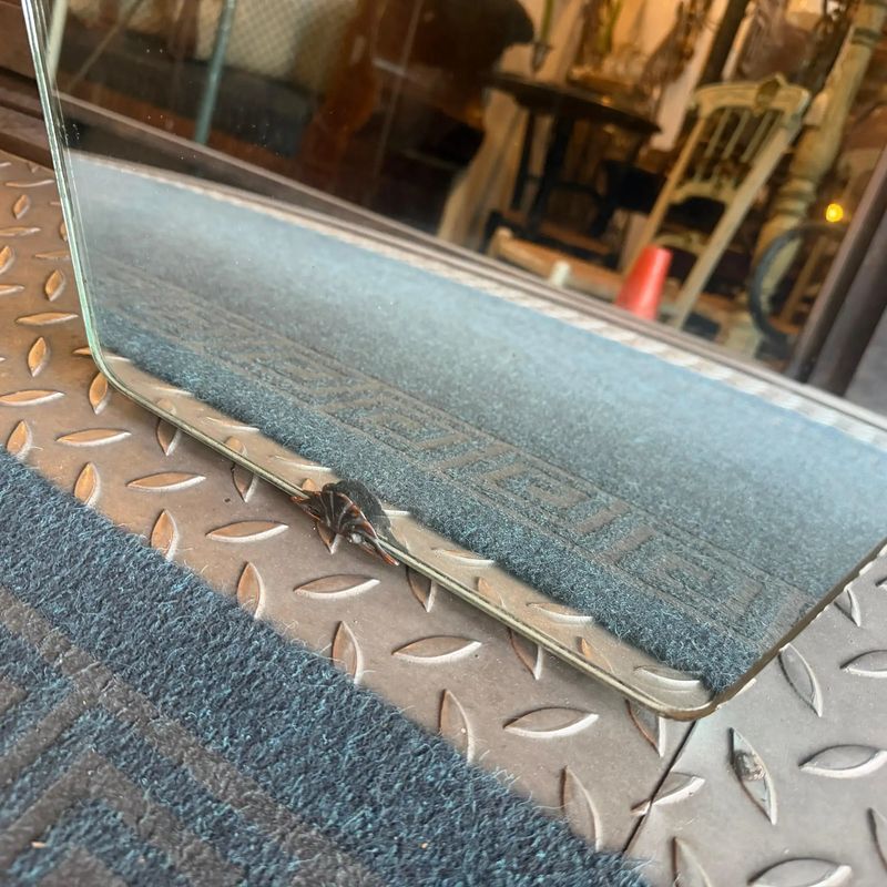 1930s Gio Ponti Style Art Deco Etched Glass and Brass Italian Wall Mirror