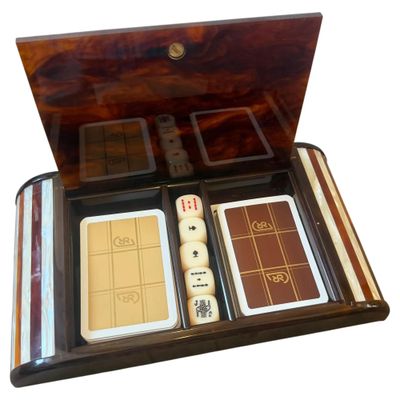 1970s Mid-Century Modern Faux Tortoiseshell Lucite Games Box by Renzo Romagnoli