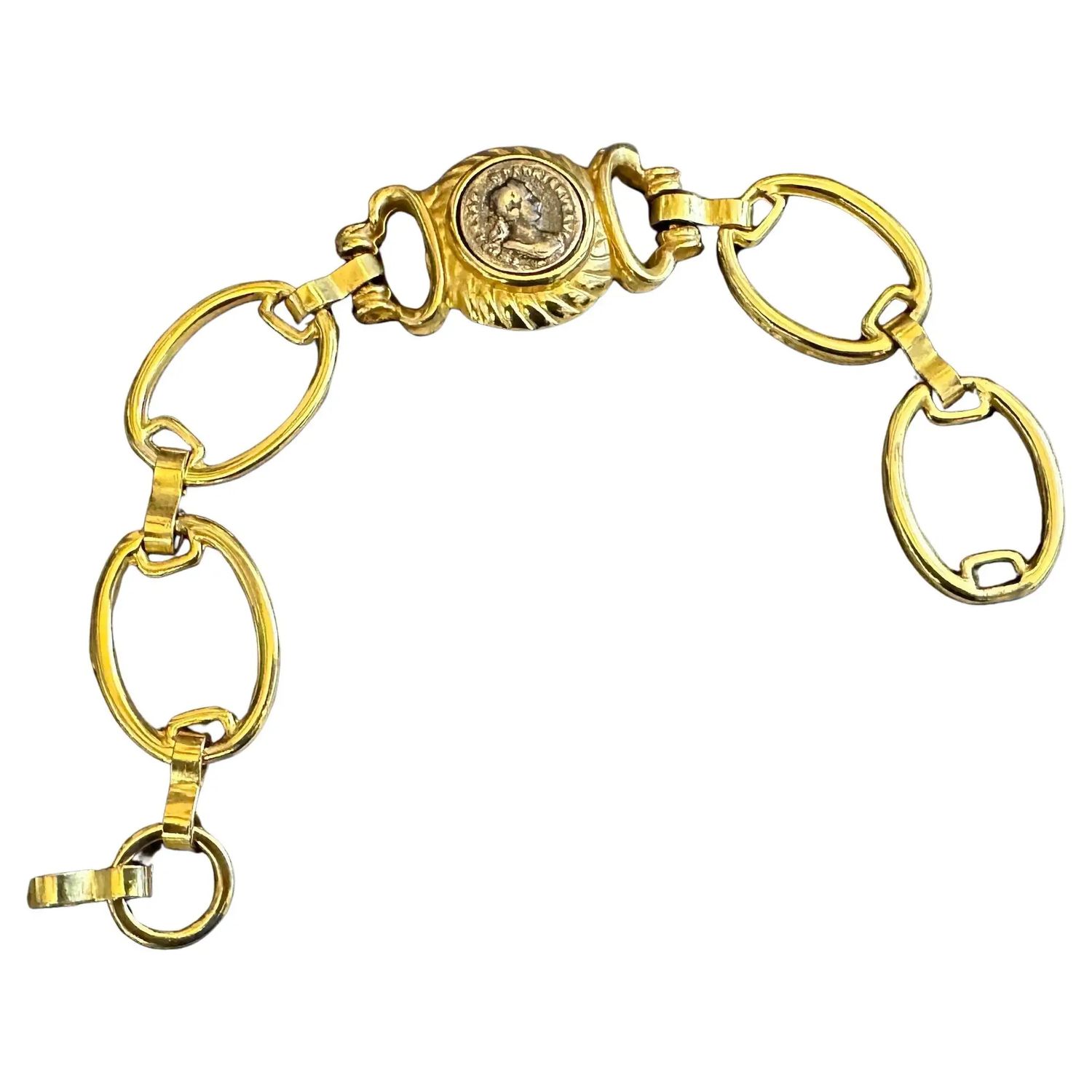 A 1990s Costume Jewelry Gilt Metal Coin Bracelet in the manner of Bulgari