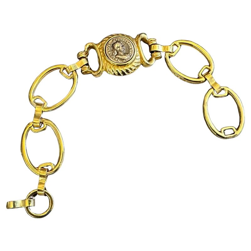 A 1990s Costume Jewelry Gilt Metal Coin Bracelet in the manner of Bulgari