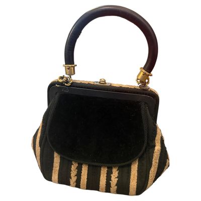 A 1950s Roberta di camerino Style Brown and Beige Velvet Italian Top Handle Bag
