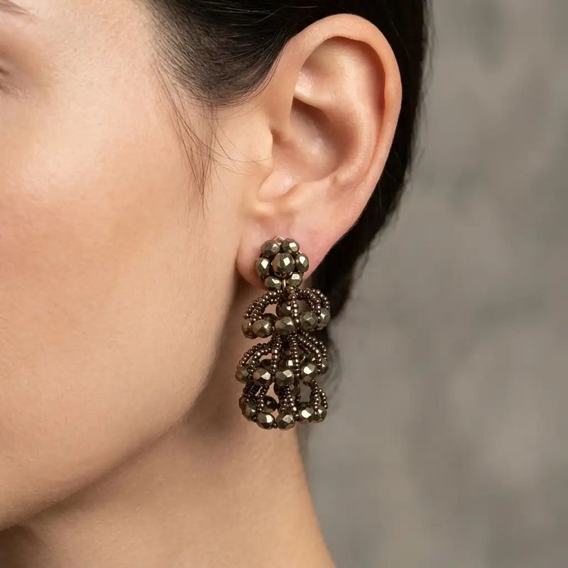 1960s Costume Jewelry Gilt Metal and Beads Italian Clip-On Earrings