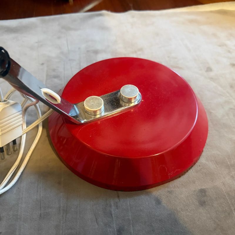 A 1960s Mid-Century Modern Red Metal and Steel Italian Desk Lamp