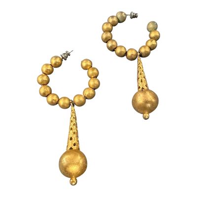 A set of 1980s Costume Jewelry Gilt Metal Italian Earrings