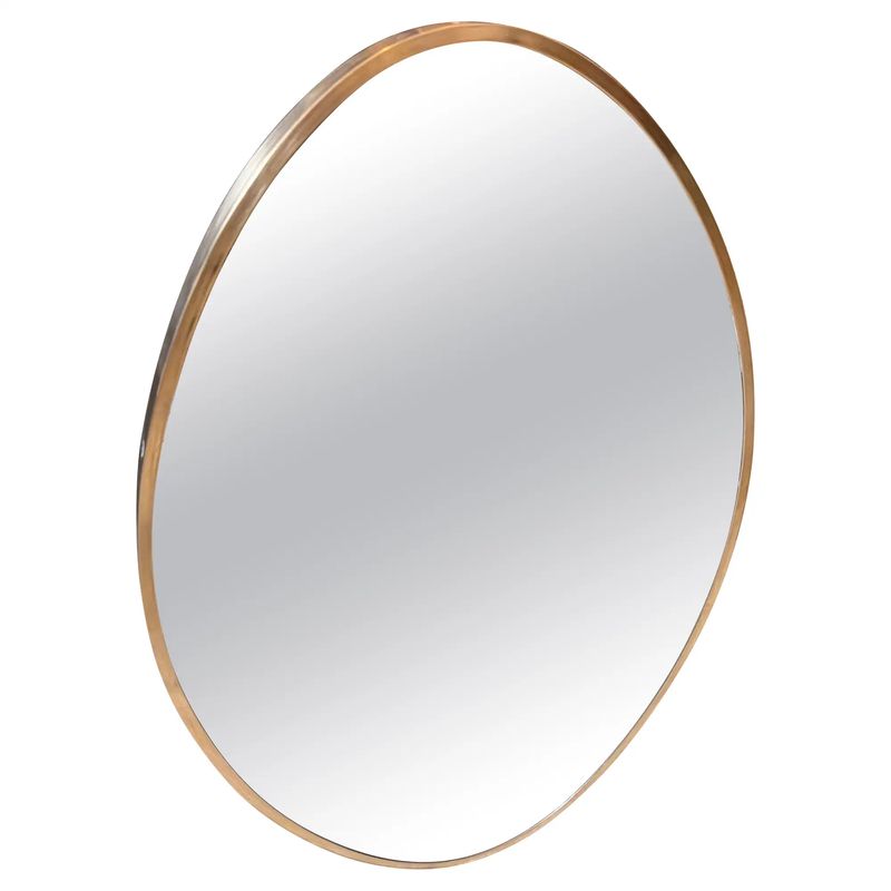 1950s Gio Ponti Style Mid-Century Modern Solid Brass Egg Shaped Wall Mirror