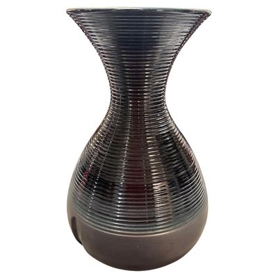 1970s Modern Gray and Black Ceramic Italian Vase by Ceramiche Santambrogio