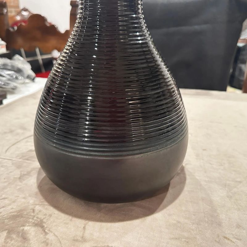 1970s Modern Gray and Black Ceramic Italian Vase by Ceramiche Santambrogio
