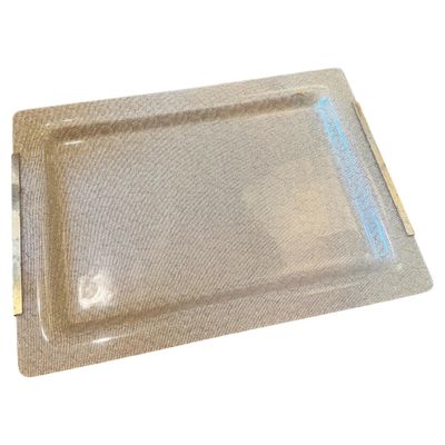 1970s Mid-Century Modern Plexiglass and Gilt Metal Tray by Alberto Sordi