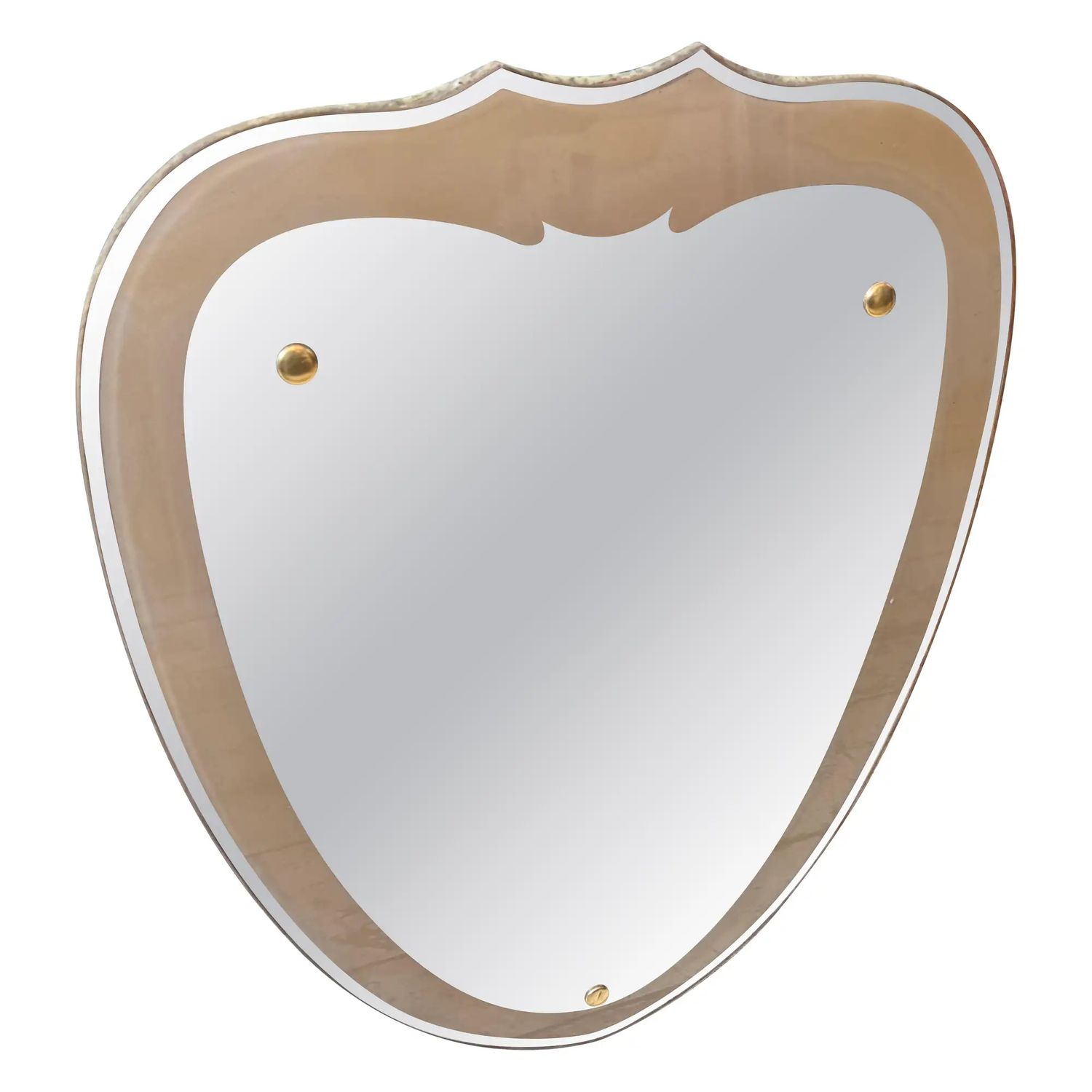 1950s Gio Ponti Style Mid-Century Modern Brass Italian Heart Shaped Wall Mirror