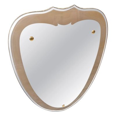 1950s Gio Ponti Style Mid-Century Modern Brass Italian Heart Shaped Wall Mirror