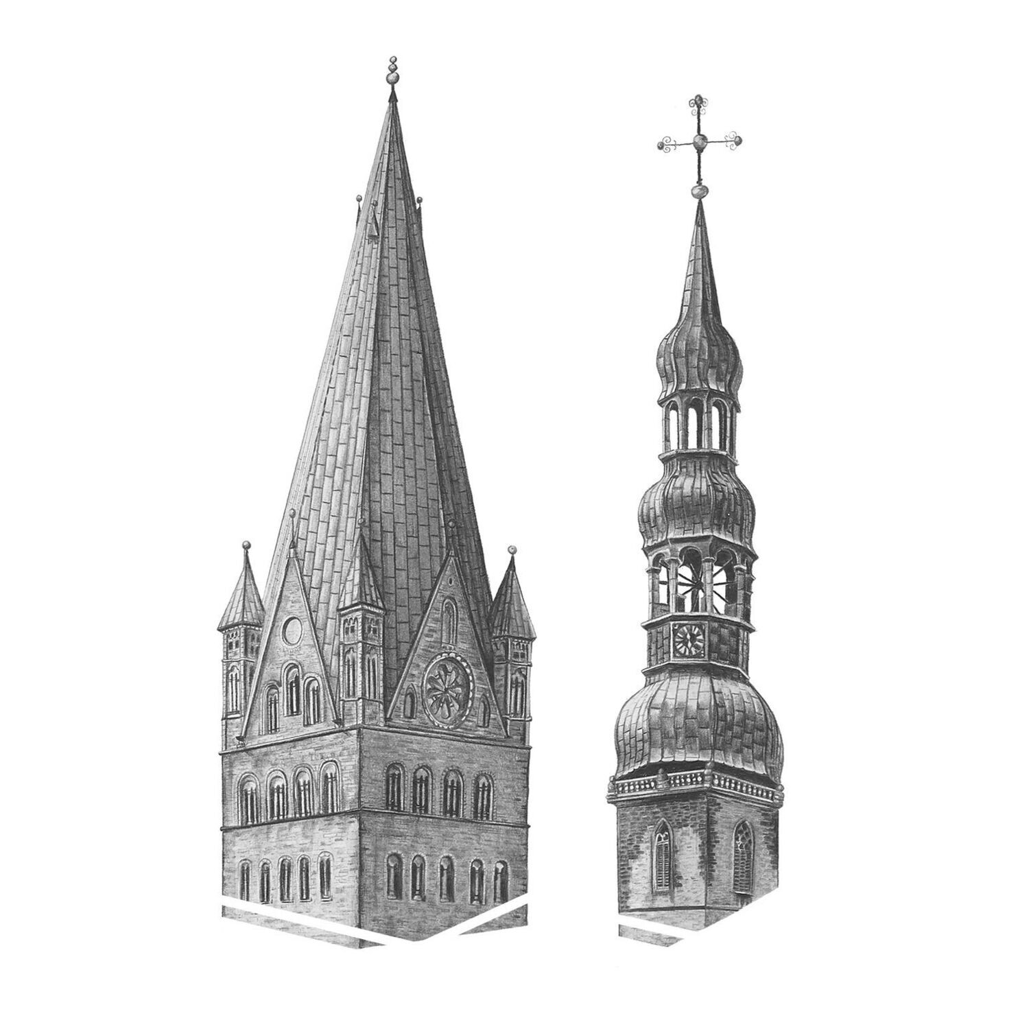 "Patroklidom und Petrikirche" Druck 17x17cm