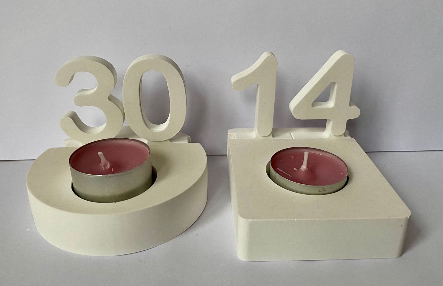 Geburtstagsteelichthalter ohne Zahlen, rund oder eckig