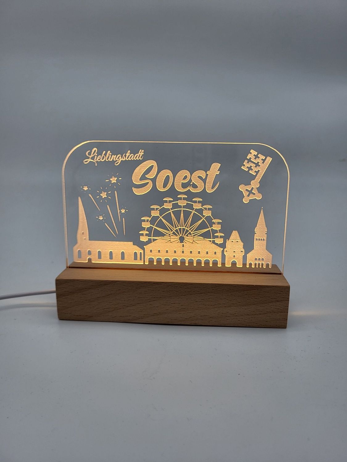 LED Schild Holzsockel