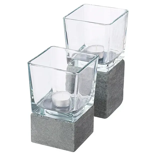 Windlicht (M) mit Grünsandsteinsockel